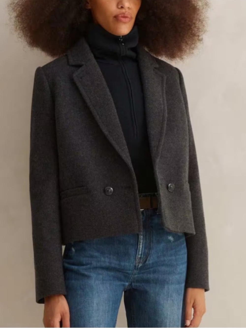 ME+EM Blazer Jacket Forever Italian Wool Cropped in Grey